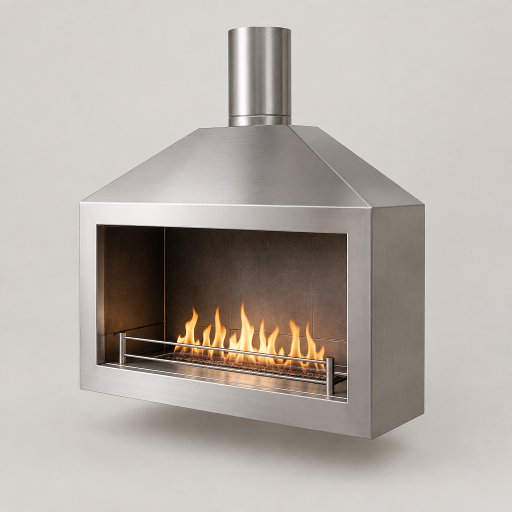 Vestra 569 Outdoor Fireplace, Wall Type